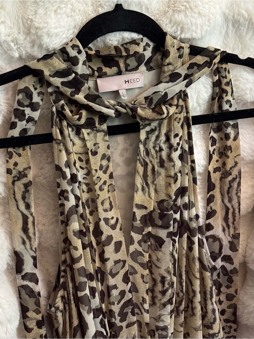 Women's Animal Print Halter Blouse with Front Neck Tie